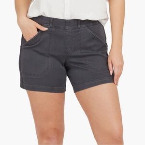 Spanx Stretch Twill Shorts 6" Inseam Dark Gray Women’s Size Large Highrise